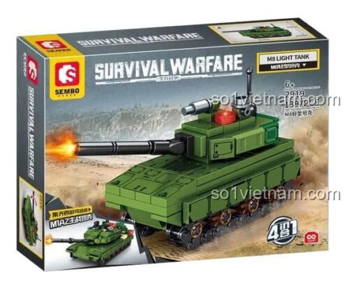 SEMBO 2919 Xe tăng M1A2 Chiến tranh Sinh tồn Bộ lắp ráp xe tăng quân sự chi tiết cho bé trai
