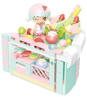 SEMBO 615031 Kem Bánh Ngọt - Phòng Gym: Bộ đồ chơi lắp ráp mô hình dễ thương cho bé gái 6 tuổi, màu hồng, trắng, xanh dương, vàng, cam