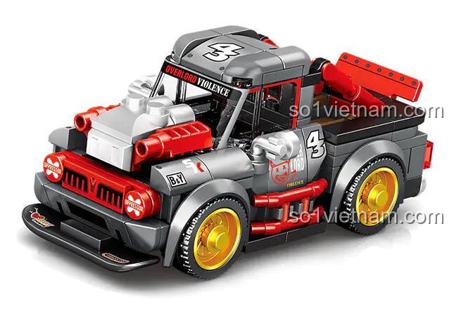 SEMBO 714325 xe bán tải độ, đồ chơi lắp ghép 220 mảnh, 2 kiểu dáng, chi tiết mạ vàng