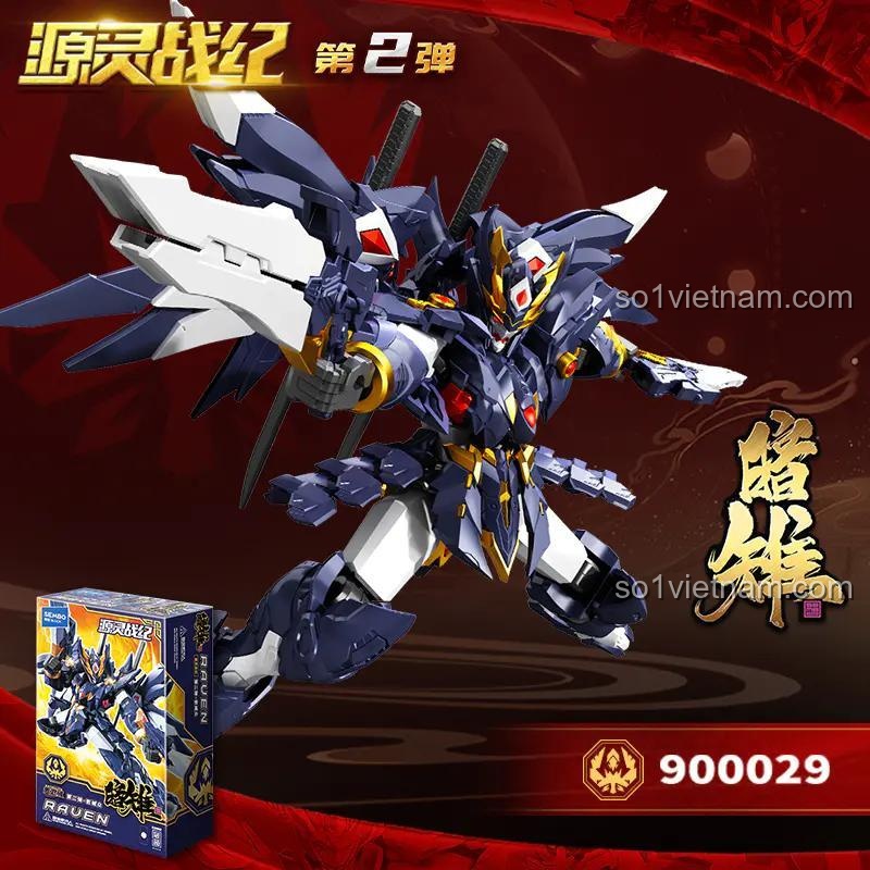 Mô hình Raven SEMBO 900029 đã lắp ráp bên cạnh hộp sản phẩm