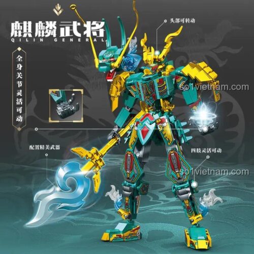 đồ chơi mô hình SEMBO 103370 Robot Kỳ Lân Võ Tướng, khớp linh hoạt, vũ khí ấn tượng cho bé trai 6 tuổi