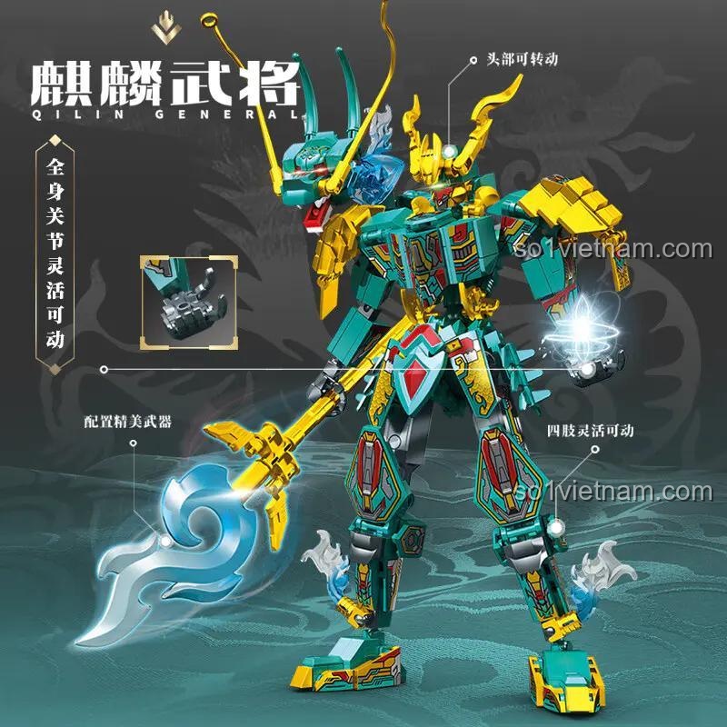 đồ chơi mô hình SEMBO 103370 Robot Kỳ Lân Võ Tướng, khớp linh hoạt, vũ khí ấn tượng cho bé trai 6 tuổi