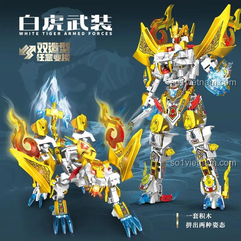 Cơ Giáp Thép Bạch Hổ Vũ Trang SEMBO 103371 biến hình 2 kiểu, đồ chơi lắp ráp Đồ Chơi Lắp Ráp Bạch Hổ cho bé trai 6 tuổi, chất lượng tốt