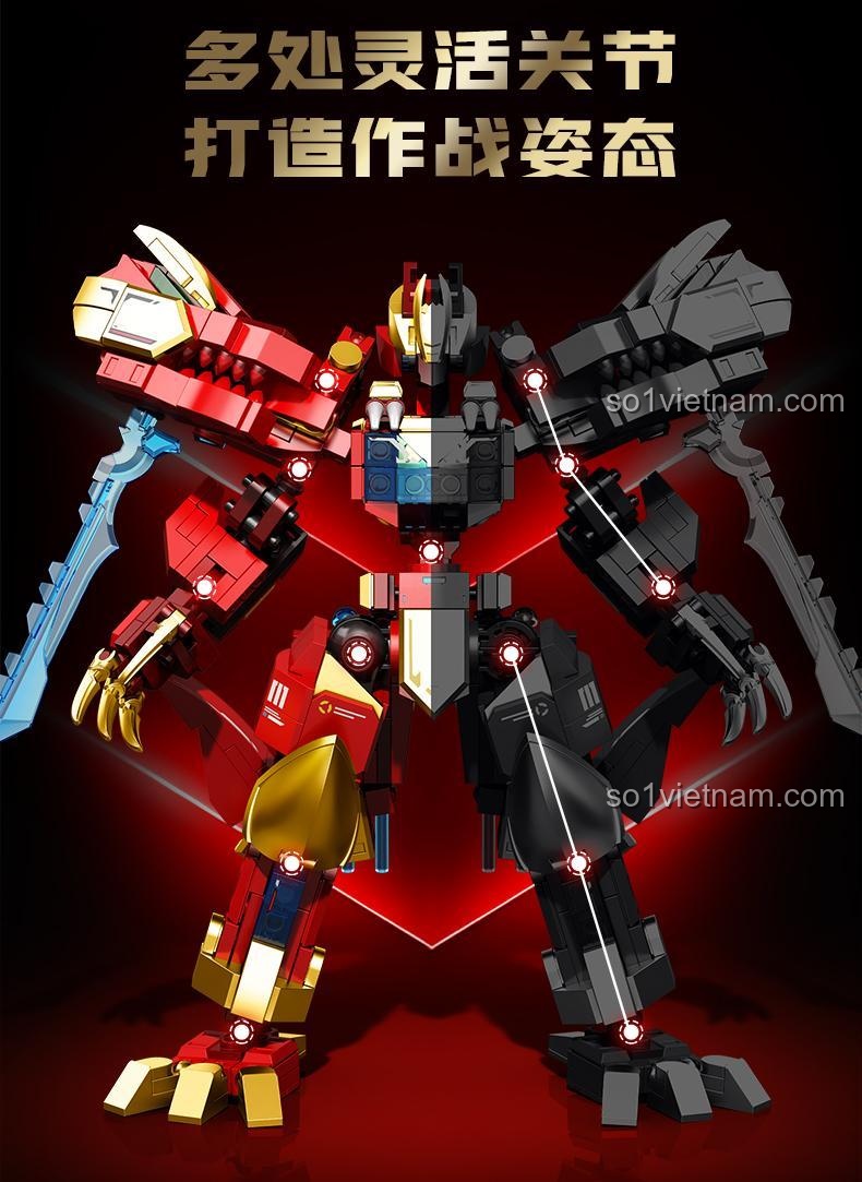 SEMBO 103389 Biến Hình Khủng Long Mecha - Liệt Hỏa Chiến Thần với hai dạng Robot và Khủng long, bộ đồ chơi robot biến hình cho bé trai 6 tuổi, 622 chi tiết