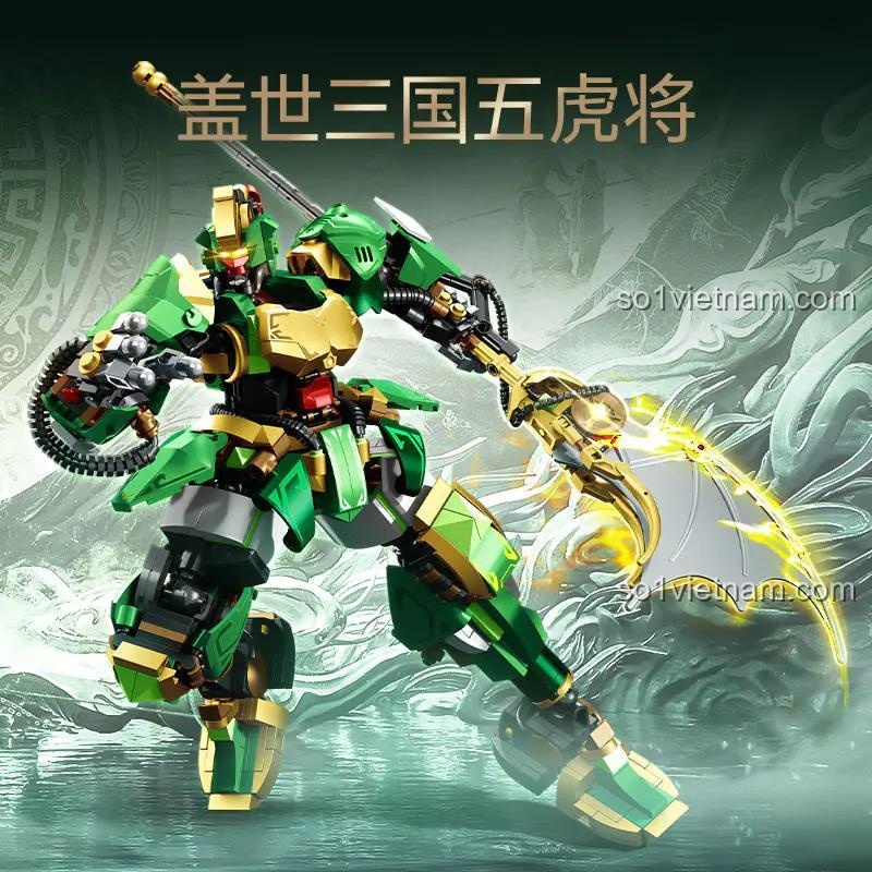 Mecha Quan Vũ SEMBO 103393, bộ lắp ghép Người máy cơ khí Quan Vũ với tư thế chiến đấu linh hoạt, đồ chơi cho bé trai 6 tuổi.