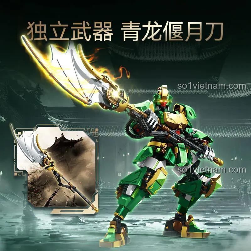 Thanh Long Yển Nguyệt Đao vũ khí độc lập của Robot Quan Vũ 3393, đồ chơi lắp ráp SEMBO cho bé trai 6 tuổi.
