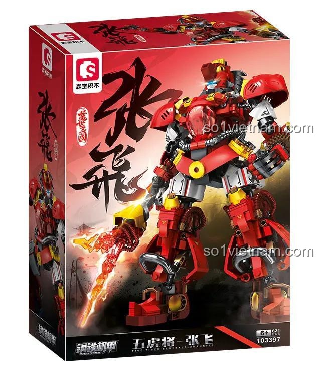 Hộp bộ lắp ghép Người máy Trương Phi SEMBO 103397, đồ chơi mô hình Ngũ Hổ Tướng Trương Phi, giá rẻ cho con trai 6 tuổi