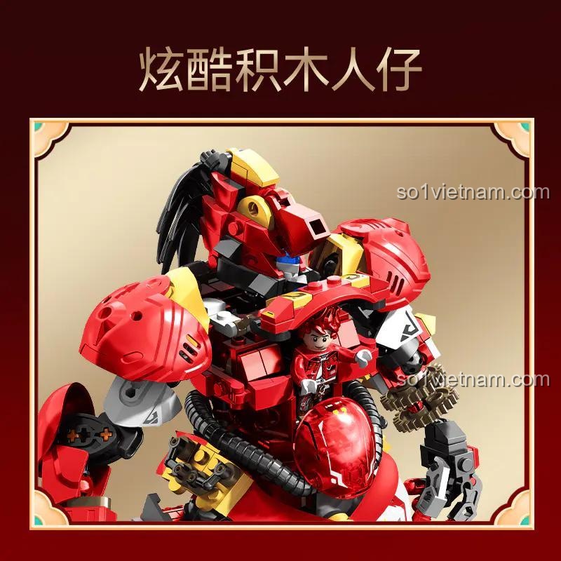 Minifigure Trương Phi bên trong Người máy Trương Phi SEMBO 103397, đồ chơi mô hình Ngũ Hổ Tướng Trương Phi, cho con trai 6 tuổi