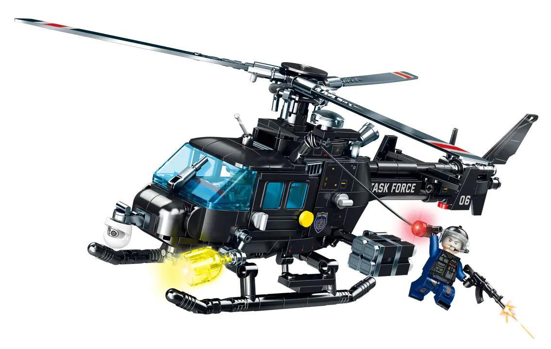 bộ lắp ghép Trực thăng AS350 Squirrel SEMBO 104301, đồ chơi mô hình đặc nhiệm SWAT có đèn LED, phù hợp bé trai 6 tuổi, giá tốt