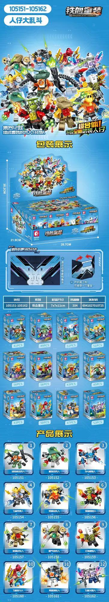 Mô hình người máy trên mặt hộp lớn của bộ đồ chơi SEMBO 105151-105162