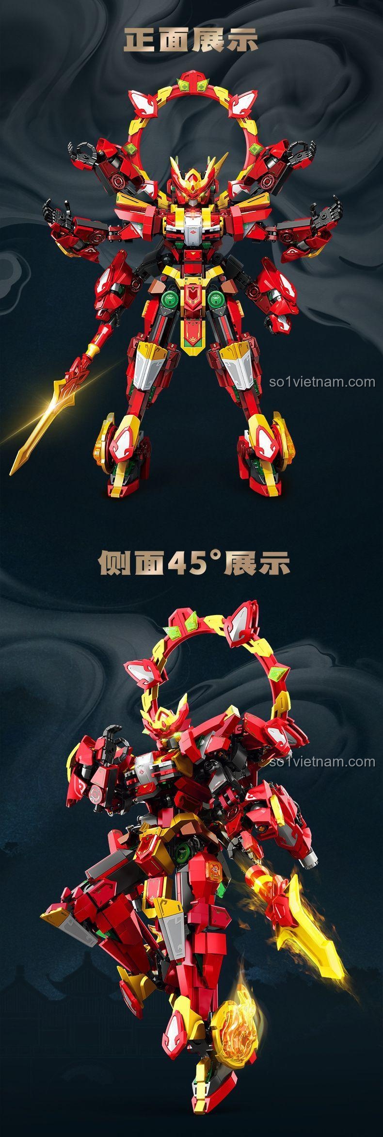 Mô hình Nezha - Thánh Phong Thần SEMBO 106002 với động cơ đẩy, thể hiện khả năng di chuyển của robot.