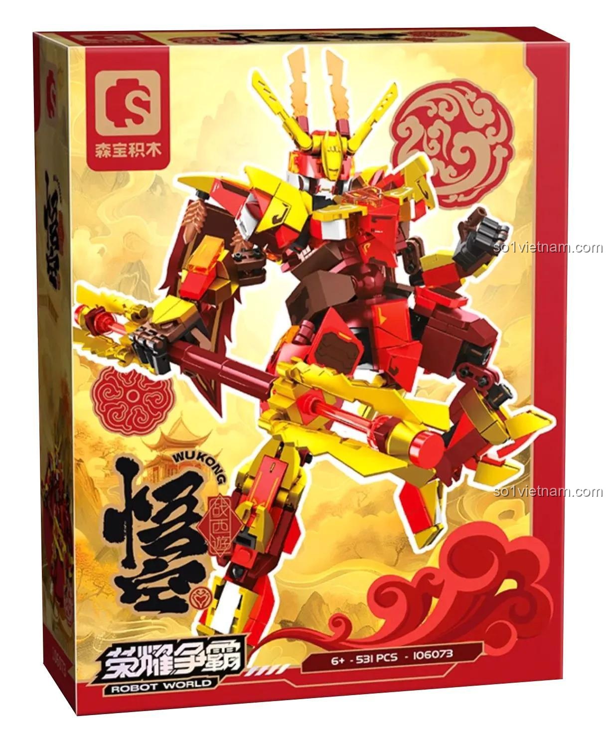 Hộp đồ chơi lắp ráp SEMBO 106073 Ngộ Không BB Chiến Binh, bộ xếp hình Robot Tôn Ngộ Không cho bé trai 6 tuổi, giá rẻ.
