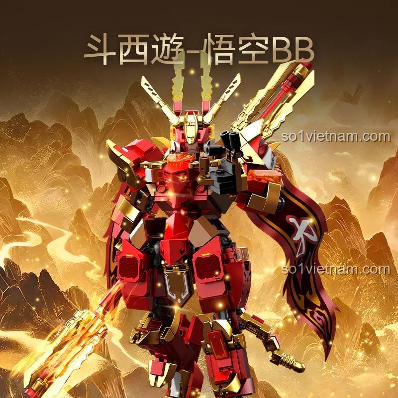 Robot Tôn Ngộ Không BB Chiến Binh SEMBO 106073, bộ lắp ghép cho bé trai 6 tuổi, thiết kế ấn tượng, giá tốt.