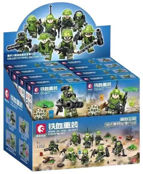 SEMBO 1357 bộ đồ chơi Minifigure Lính Rà Phá Bom Mìn giá tốt cho bé trai 6 tuổi, hộp sản phẩm Iron Blood Heavy Equipment