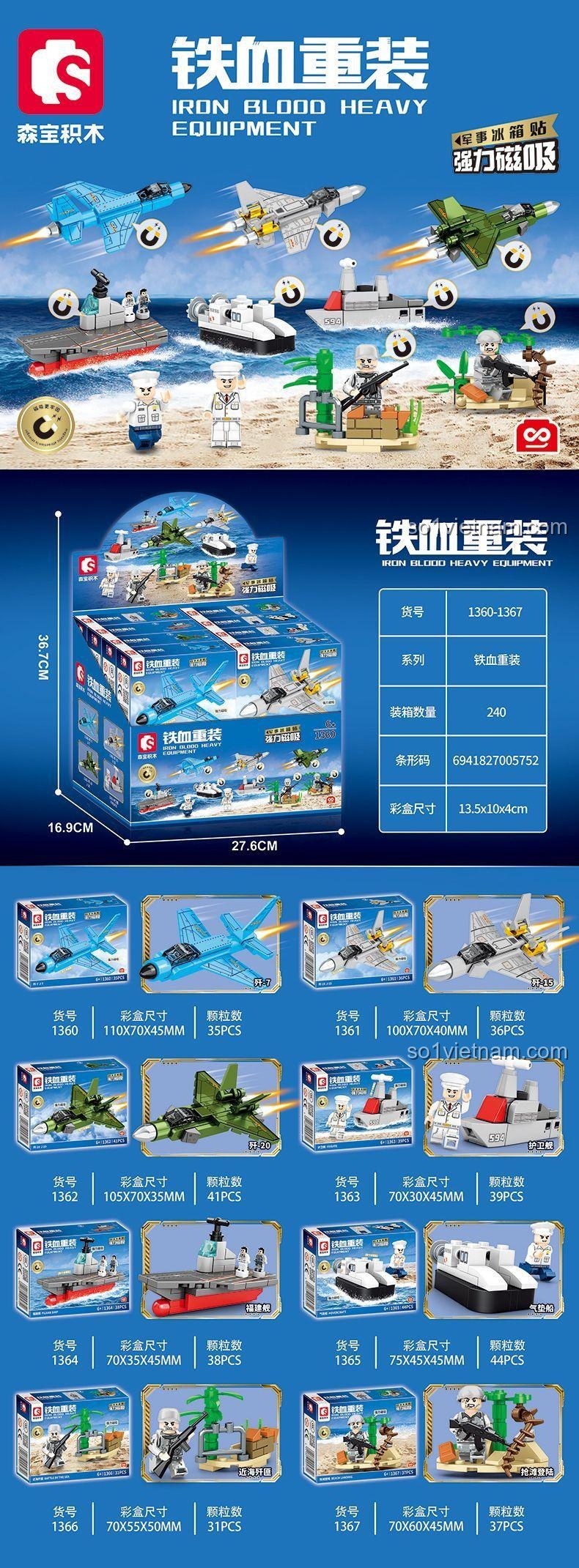 Hộp sản phẩm SEMBO 1362 Máy bay chiến đấu quân sự, kích thước 10x7x3.5cm, 41 mảnh