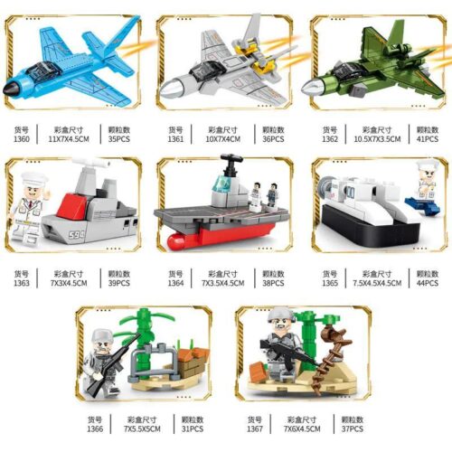 Bộ Lắp Ghép Xe Quân Sự SEMBO 1366 có minifigure, 31 chi tiết, màu xanh lá, xám, nâu, phù hợp cho bé trai 6 tuổi