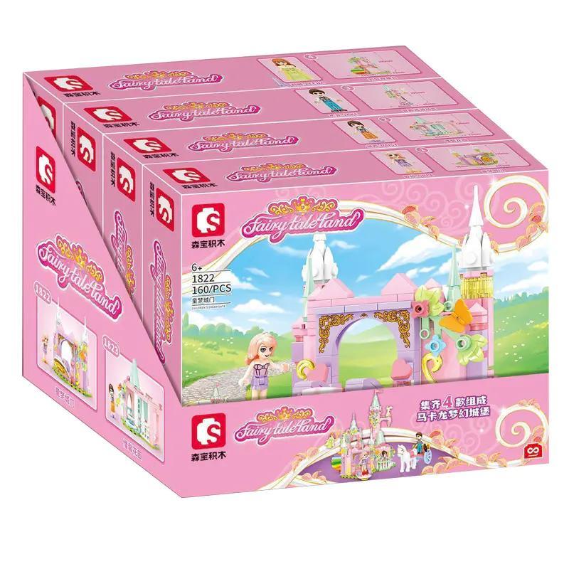 Hộp bộ lắp ghép Lâu đài mộng mơ Macaron Sembo 1825, đồ chơi giá rẻ cho bé gái 6 tuổi.