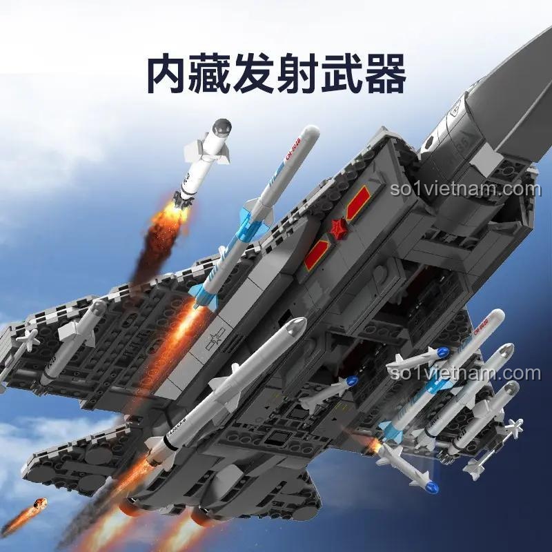 SEMBO 202191 Máy bay chiến đấu J-35 Bộ đồ chơi Máy bay chiến đấu J-35 Bắn đạn