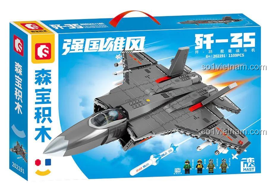 SEMBO 202191 Máy bay chiến đấu J-35 Bộ đồ chơi Máy bay chiến đấu J-35 Hộp đựng
