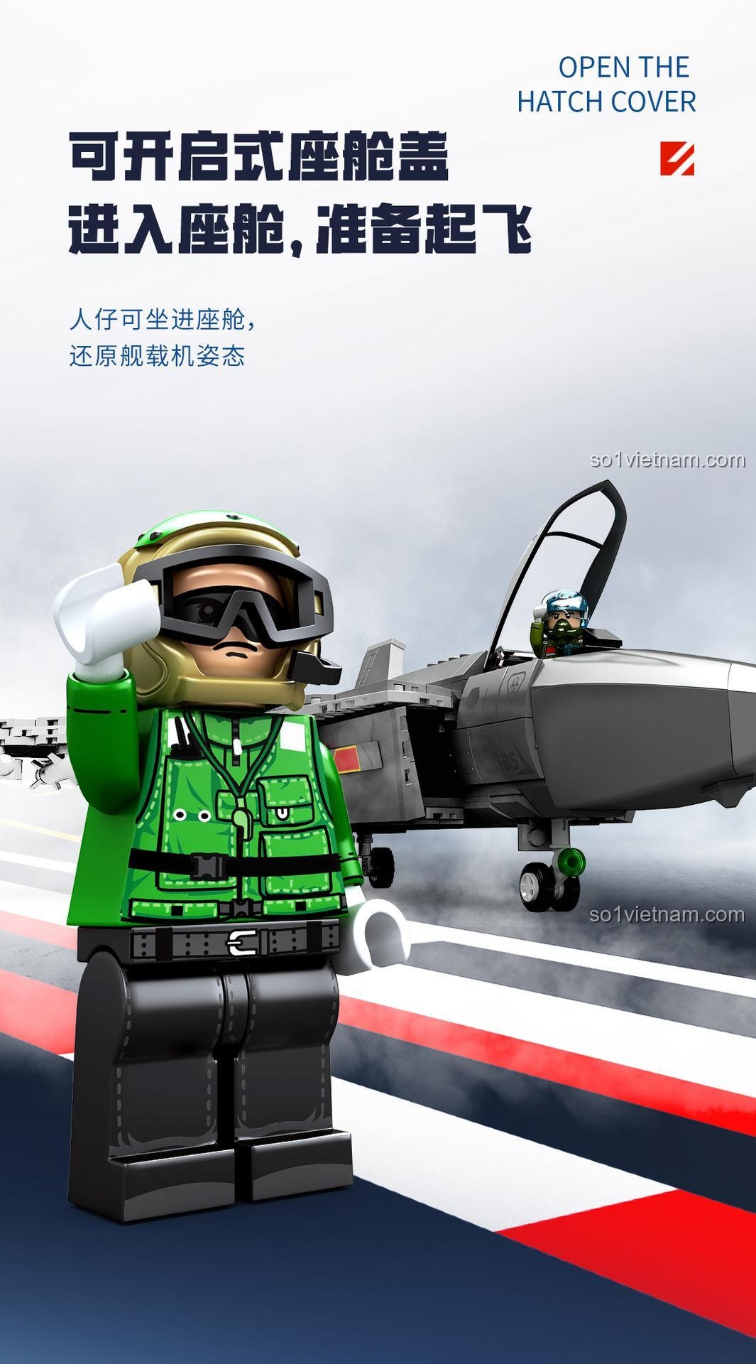 SEMBO 202191 Máy bay chiến đấu J-35 Bộ đồ chơi Máy bay chiến đấu J-35 Mô hình bay với lửa, khói, cánh thu gọn và buồng lái mở