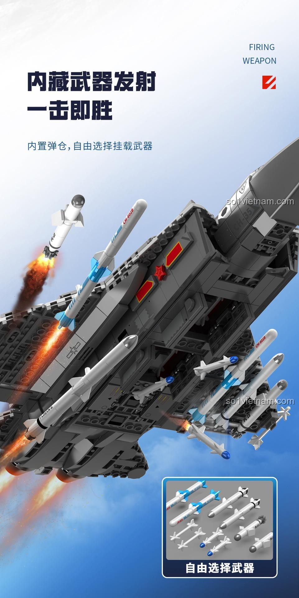 SEMBO 202191 Máy bay chiến đấu J-35 Bộ đồ chơi Máy bay chiến đấu J-35 Mô hình bay với lửa và khói từ ống xả