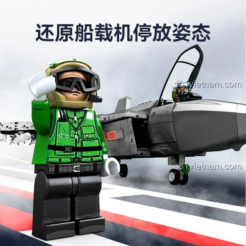 SEMBO 202191 Máy bay chiến đấu J-35 Bộ đồ chơi Máy bay chiến đấu J-35 Phi công và máy bay