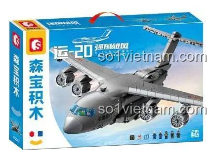 Hộp sản phẩm đồ chơi xây dựng Vận tải cơ Y-20 SEMBO 202242, bộ lắp ghép máy bay vận tải Y-20 1416 mảnh, quà tặng cho con trai 6 tuổi.