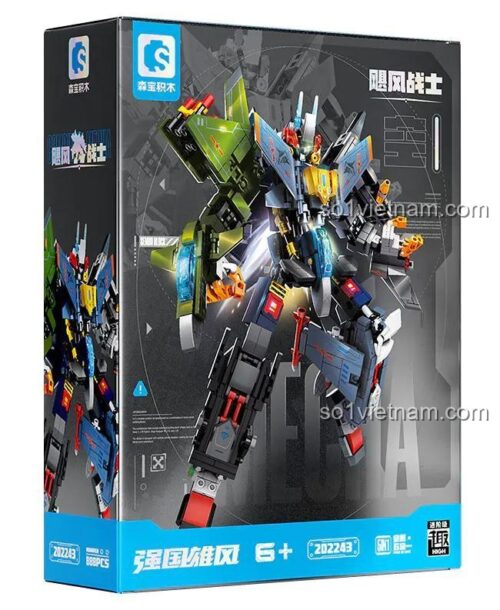 đồ chơi lắp ghép 202243, Robot Chiến Binh Bão Táp SEMBO, hộp đồ chơi hiển thị robot biến hình và số chi tiết 888 mảnh, đồ chơi lắp ghép giá rẻ cho bé trai.