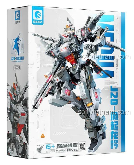 Hộp bộ lắp ghép Robot Biến Hình J-20 SEMBO 202245, đồ chơi lắp ráp Máy bay chiến đấu J-20 dạng Robot cho bé trai 6 tuổi