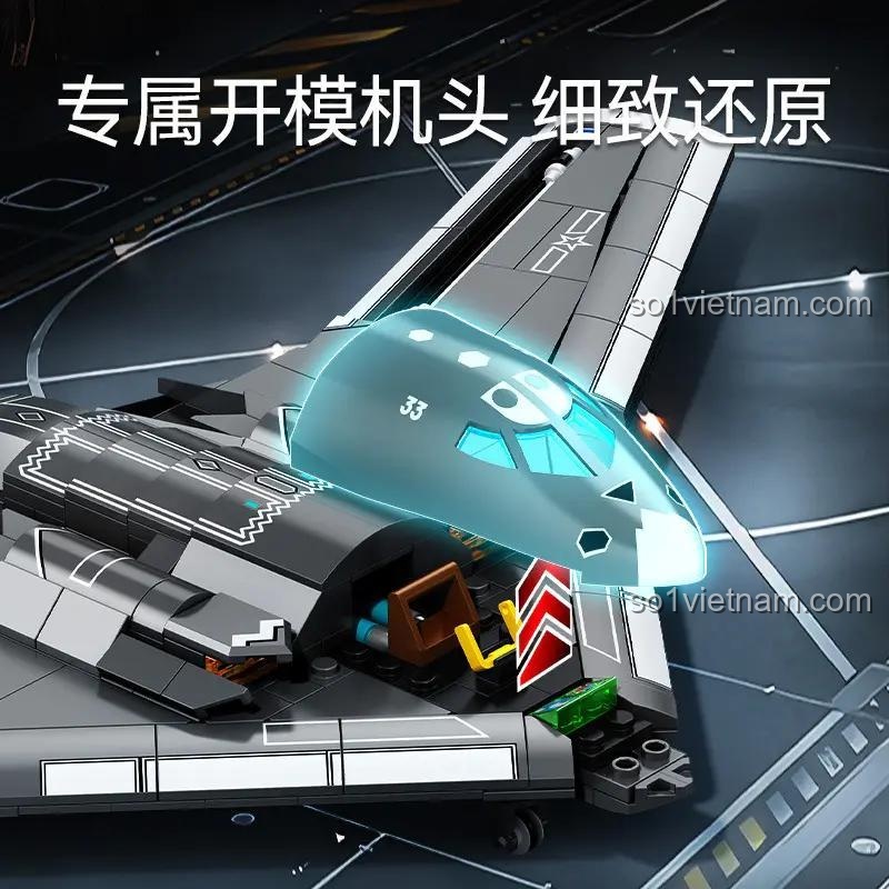 Chi tiết đầu máy bay ném bom tàng hình H-20 SEMBO 202272, mô hình máy bay chiến lược H-20 với thiết kế tinh xảo, chất lượng cao, phù hợp bé trai 6 tuổi.