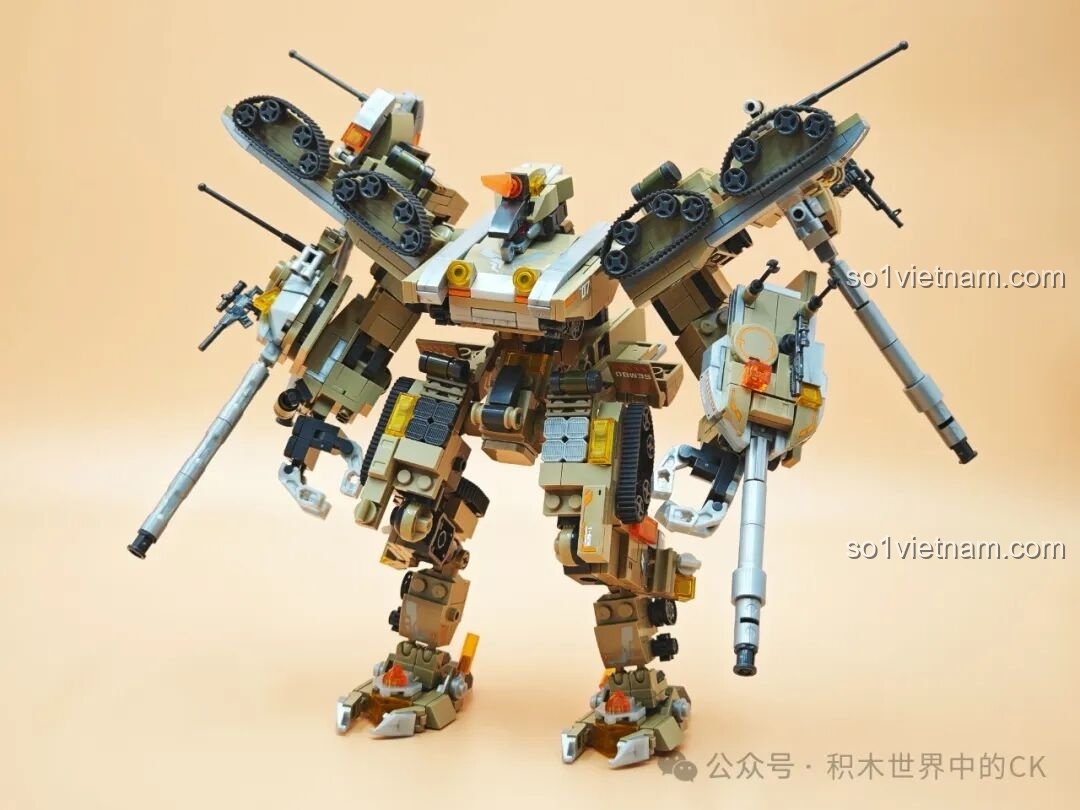 Mô hình robot chiến đấu Chiến Binh Ám Nguyên SEMBO 203170 đã hoàn thành, đứng thẳng oai vệ với vũ khí tích hợp.