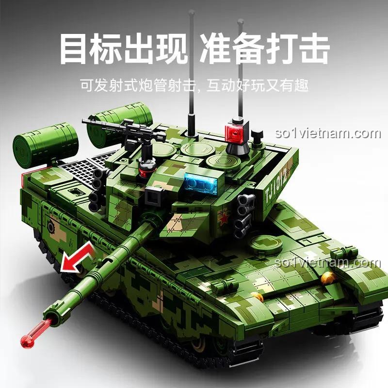 bộ xếp hình Xe Tăng Quân Sự ZTZ-99A, đồ chơi lắp ráp 203172, xe tăng có tính năng bắn đạn nhựa, đồ chơi giáo dục cho bé trai 6 tuổi