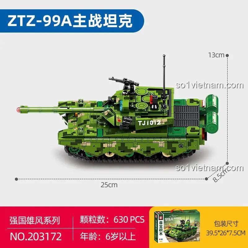 đồ chơi lắp ráp SEMBO 203172, Xe Tăng Chủ Lực ZTZ-99A, bộ lắp ghép xe tăng quân sự, đồ chơi mô hình giá rẻ cho bé trai 6 tuổi