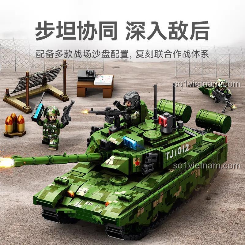 đồ chơi mô hình 203172, bộ lắp ghép Xe Tăng Chiến Đấu ZTZ-99A SEMBO, mô hình xe tăng quân sự, đồ chơi cho bé trai 6 tuổi phát triển tư duy chiến thuật