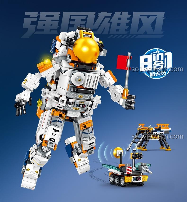 Kích thước hộp quà và hộp trưng bày của bộ lắp ghép SEMBO 203340 Phi hành gia, bộ đồ chơi SEMBO 203340-203347, hộp trưng bày 36.3x17.6x30.5cm.