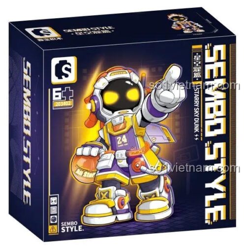 Hộp đồ chơi lắp ráp Sembo 203402 Robot Phi Hành Gia Bóng Rổ Kobe, bộ xếp hình robot dunk rổ không gian cho bé trai 6 tuổi, giá rẻ.