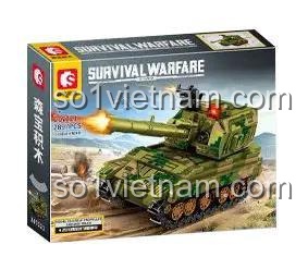 Hộp đồ chơi mô hình SEMBO 7221 Pháo tự hành Survival Warfare 289 chi tiết, chất lượng cao cho bé trai 6 tuổi