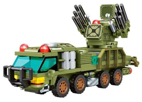 Bộ đồ chơi Xe phòng không bọc thép SM SEMBO 207222 với hệ thống phóng tên lửa xoay, thiết kế quân sự chân thực, có đèn LED, phù hợp bé trai 6 tuổi, giá tốt.