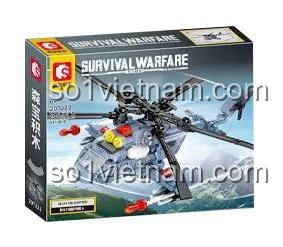 Hộp đồ chơi SEMBO 207223 Trực thăng Mi-171 Survival Warfare, bộ lắp ghép quân sự 206 mảnh cho bé trai 6 tuổi, chất lượng cao, giá tốt.