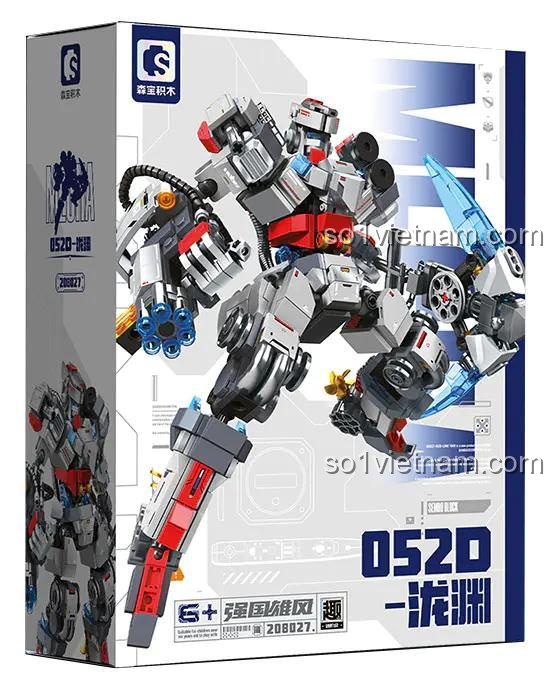 Hộp sản phẩm bộ đồ chơi SEMBO 208027 Mecha Chiến Hạm 052D Lạc Uyên, đồ chơi lắp ráp Mô hình Mecha 052D, cho bé trai 6 tuổi, giá rẻ