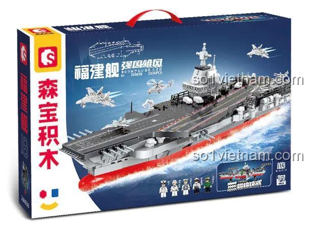 Hộp bộ lắp ghép Tàu Sân Bay Phúc Kiến SEMBO 208039, đồ chơi mô hình cho bé trai 6 tuổi, chất lượng cao.