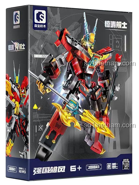 Hộp bộ lắp ghép SEMBO 208041 Robot Biến Hình Chiến Hạm Sóng Thần, đồ chơi mô hình 4in1 cho bé trai 6 tuổi, chất lượng cao