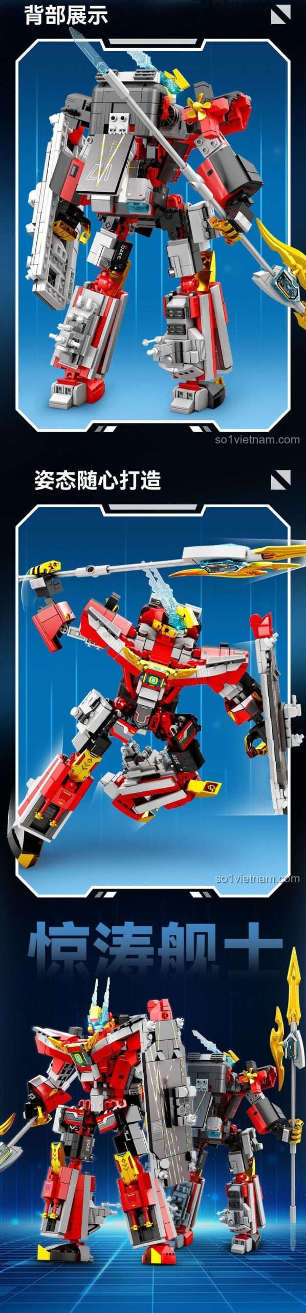 Mô hình Robot Chiến Hạm SEMBO 208041 với khớp cầu linh hoạt, đồ chơi lắp ghép cho bé trai 6 tuổi, giúp bé sáng tạo tư thế