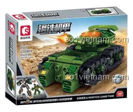 SEMBO 2505 Mecha Of Steel bộ lắp ghép xe tăng biến hình robot thép 135 mảnh