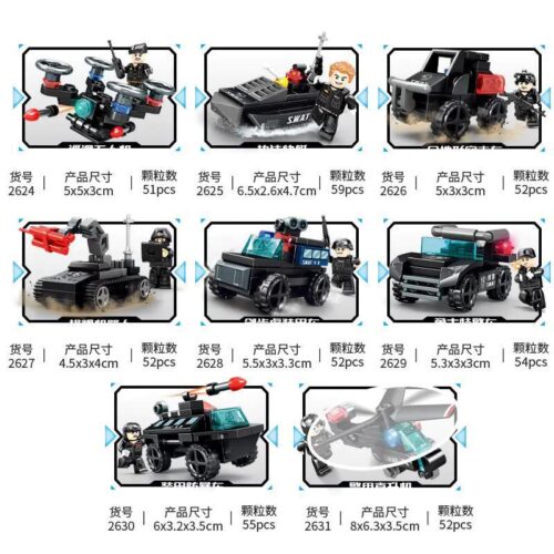 SEMBO 2631 Trực thăng Cảnh sát SWAT bộ đồ chơi lắp ráp 52 chi tiết cho bé trai 6 tuổi