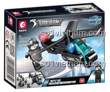 SEMBO 2631 Trực thăng Cảnh sát SWAT đồ chơi mô hình 52 chi tiết cho bé trai 6 tuổi