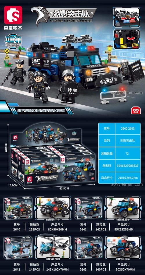 SEMBO 2641 Xe Cảnh Sát Đặc Nhiệm Chống Bạo Động lắp ráp