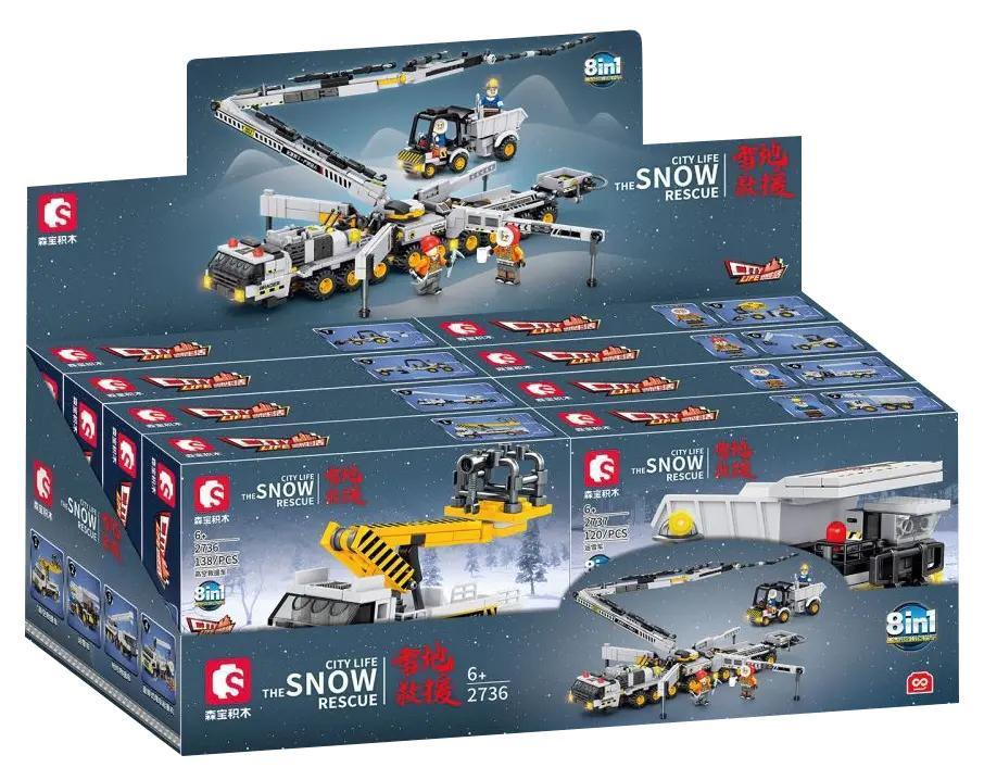 Hộp lớn bộ lắp ghép SEMBO 2736 Đội Xe Cứu Hộ Trên Tuyết cho bé trai 6 tuổi, giá rẻ, lắp được 9 kiểu
