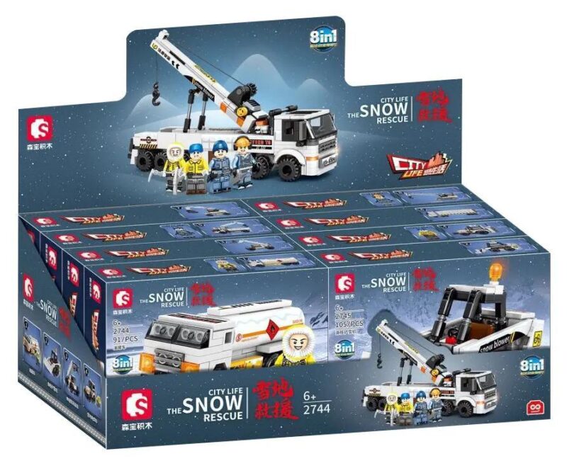 Hộp lớn bộ lắp ghép Đội Cứu Hộ Trên Tuyết Sembo 2744, đồ chơi mô hình 8 trong 1 giá rẻ cho bé trai 6 tuổi.