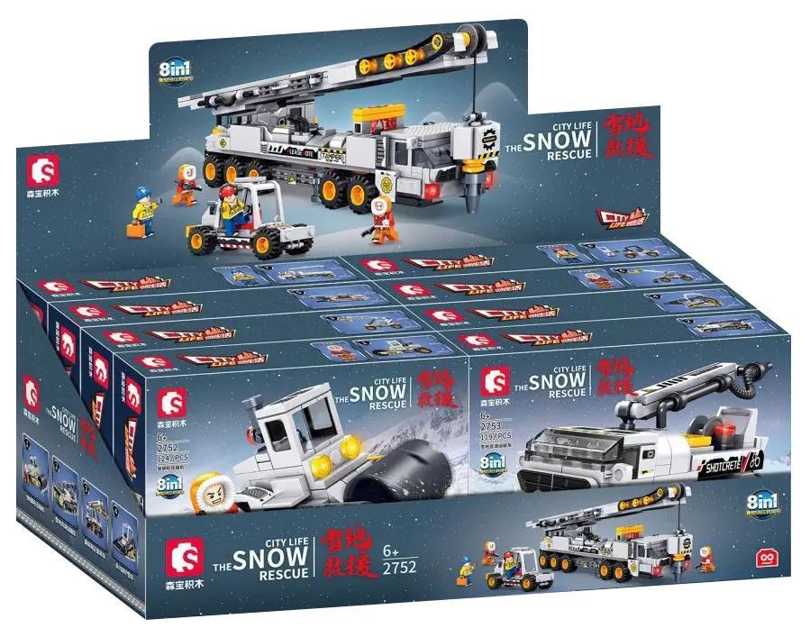 Hộp trưng bày bộ lắp ghép Sembo 2752-2759 Xe Cứu Hộ Vùng Tuyết 8 trong 1, đồ chơi sáng tạo cho bé trai 6 tuổi giá rẻ.